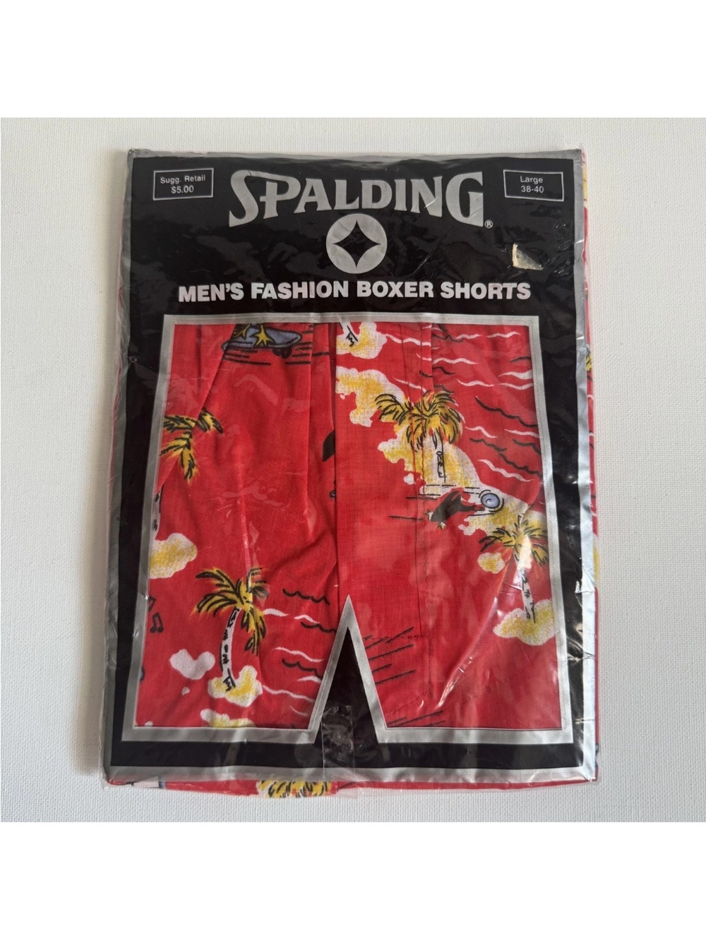 Vintage 80s 90s Spalding Men's Hawaiian Beach Fashion Boxer Shorts L 38-40 NEW